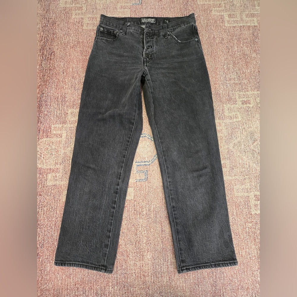 Lucky Brand authentic street crop vintage wash black size 6/28 buttonfly